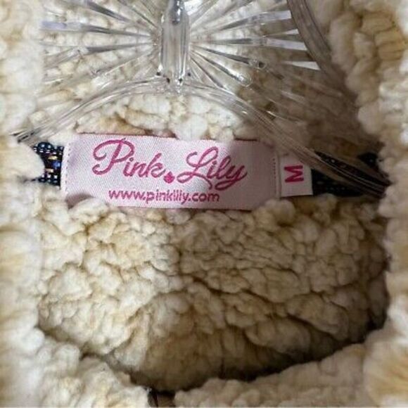 New The Pink Lily Womens Cream Teddy Sweater Quarter Zip Pullover Size Medium - Picture 3 of 7